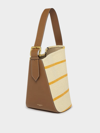 J&M Davidson Quiver bucket bag, striped toffee at Collagerie