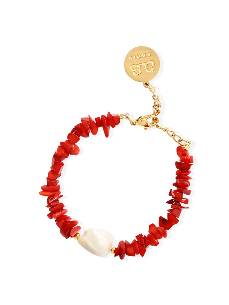 Coral and pearl Quinn bracelet