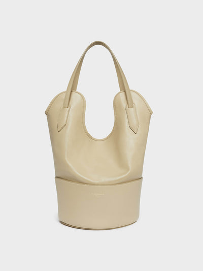 J&M Davidson Cappuccino Small Ray bucket bag at Collagerie