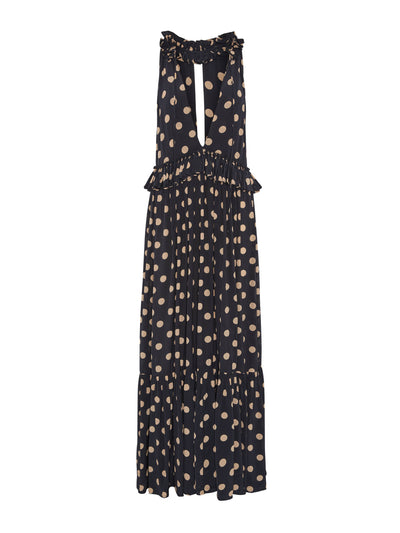 Evarae Toasted almond spot Alegra crepe dress at Collagerie