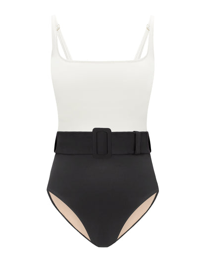 Evarae Cassandra one piece in black and creme at Collagerie