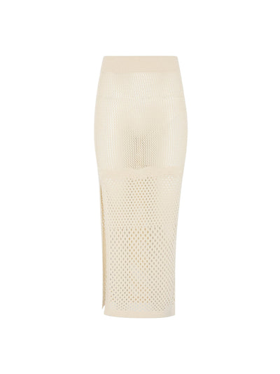 Evarae Soft creme Flora knitted skirt at Collagerie