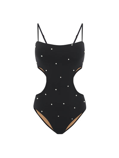 Evarae Black Sasha one piece with pearl embellishment at Collagerie