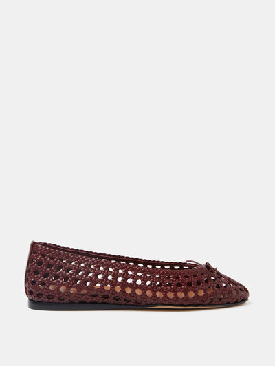 Le Monde Beryl Red leather woven regency slipper flats at Collagerie