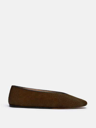 Le Monde Beryl Chocolate calf hair Regency slippers at Collagerie