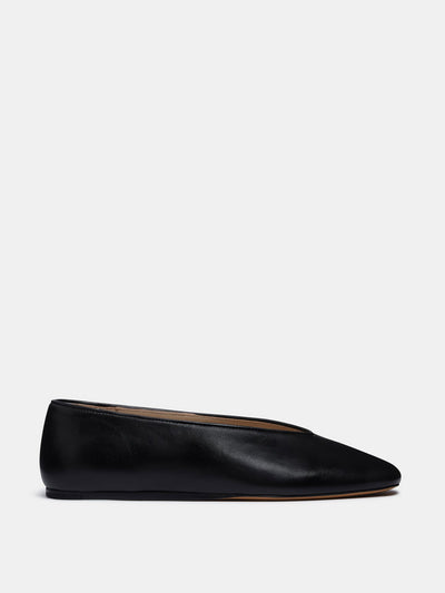 Le Monde Beryl Black leather Regency slippers at Collagerie