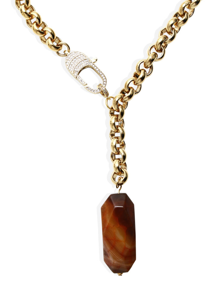 Gold with brown agate Reine necklace Necklaces By Alona    - Collagerie