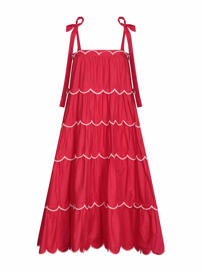 Paper London Emely dress in cherry scallop at Collagerie