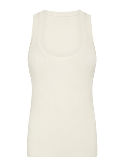 Matteau Ecru ribbed tank top at Collagerie