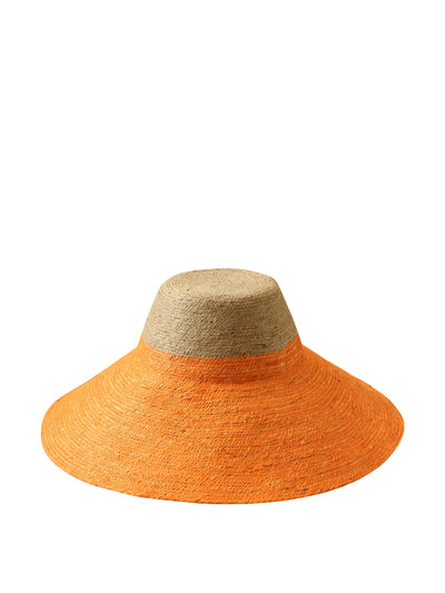 BrunnaCo Riri duo jute handwoven straw hat in pumpkin orange at Collagerie