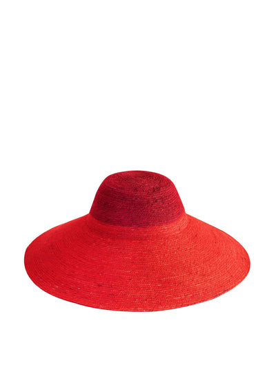 BrunnaCo Riri duo jute handwoven straw hat in red and maroon at Collagerie