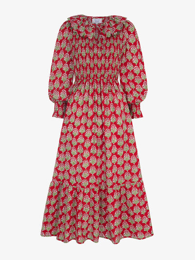 Pink City Prints Burgundy buta Rita dress at Collagerie