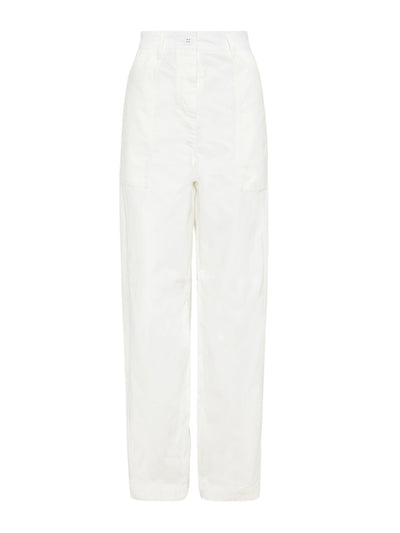 Matteau White cotton relaxed cargo trousers at Collagerie