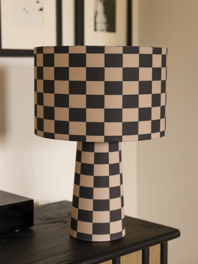 Rockett St George Charcoal & natural checkerboard table lamp at Collagerie