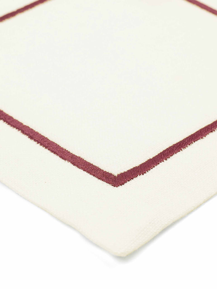 Burgundy one cord cocktail napkins (set of 4)