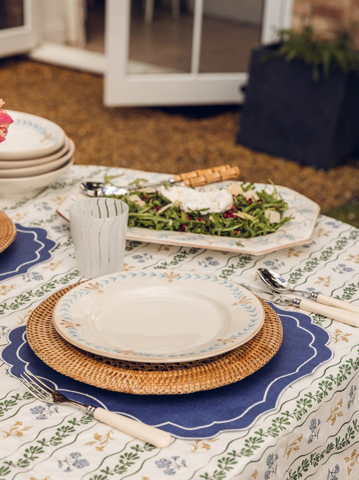 Elouise dinner plate in blue and taupe interiors Rebecca Udall    - Collagerie