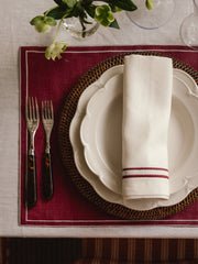 Burgundy Sophie classic two cord napkin Dinner Napkin Rebecca Udall    - Collagerie