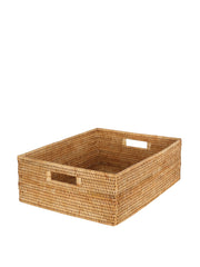 Rattan rectangular storage basket in natural