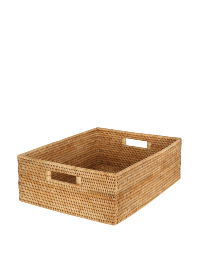 Rebecca Udall Rattan rectangular storage basket in natural at Collagerie