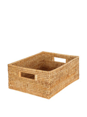 Rattan rectangular storage basket in natural