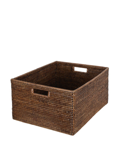 Rebecca Udall Rattan tall rectangular storage baskets in brown at Collagerie