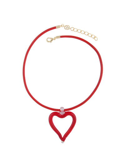 Sandralexandra Red XL Heart of Glass leather cord necklace at Collagerie