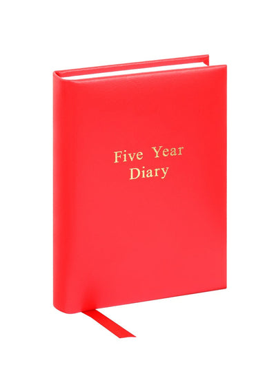 Noble Macmillan Red leather five year diary at Collagerie