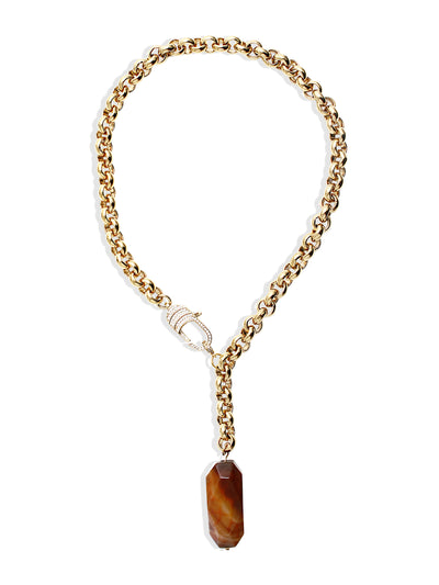 By Alona Gold with brown agate Reine necklace at Collagerie