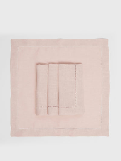 Maison Margaux Dusty pink hemstitch napkins, set of 4 at Collagerie