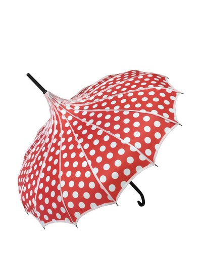 Soake Ribbed polka dot UVP pagoda in red and white dots at Collagerie