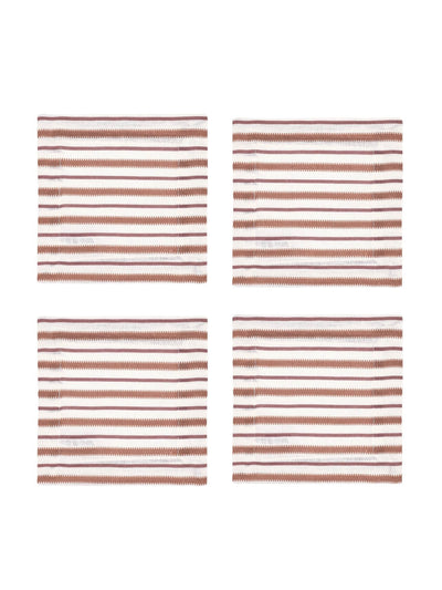 Rebecca Udall Victoria striped linen coasters in dusty rosewood (set of 4) at Collagerie