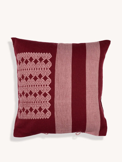 Routes Interiors Red Larrinaga handwoven cushion cover at Collagerie