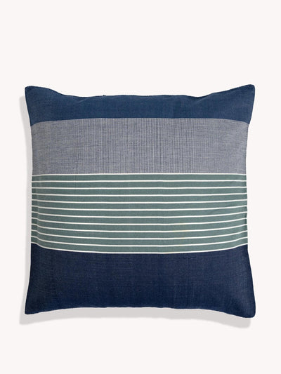 Routes Interiors Blue Bella stripe cotton cushion cover at Collagerie