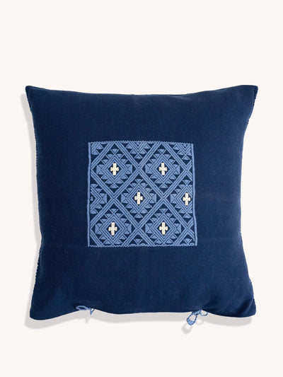 Routes Interiors Blue Itotia handwoven brocade cushion cover at Collagerie