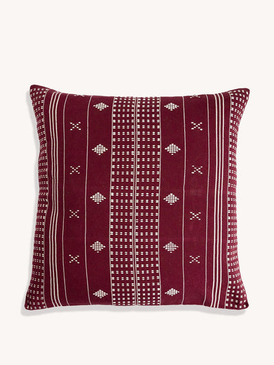 Routes Interiors Burgundy Emiliano handwoven cushion cover at Collagerie