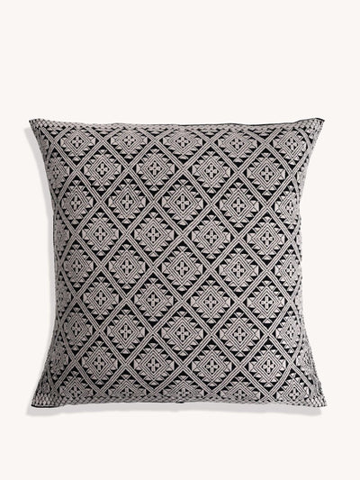 Routes Interiors Black Zuma handwoven Brocade cushion cover at Collagerie