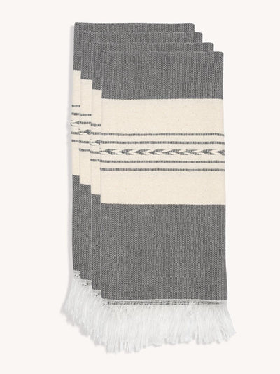 Routes Interiors Grey and white Carina handwoven napkins, set of 4 at Collagerie