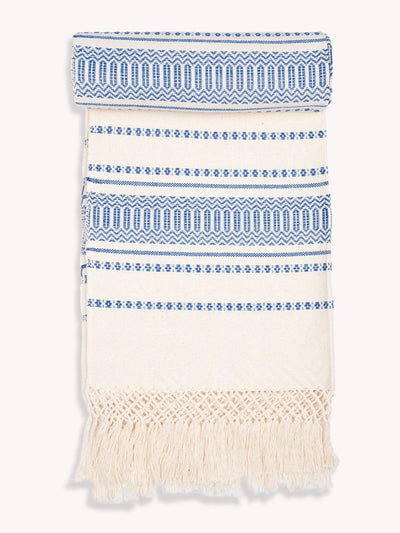 Routes Interiors Blue and white Sierra handwoven throw at Collagerie