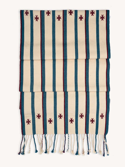 Routes Interiors Blue Izamna stripe handwoven table runner at Collagerie