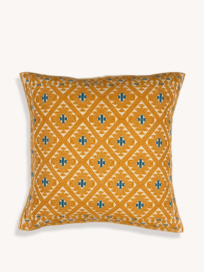 Routes Interiors Yellow Zuma handwoven cushion cover at Collagerie