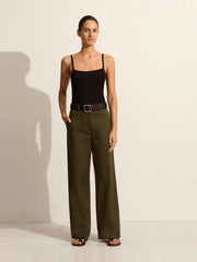 Olive straight twill trousers Womens Apparel - Pants Matteau    - Collagerie
