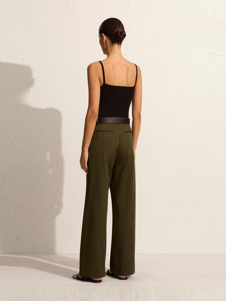 Olive straight twill trousers Womens Apparel - Pants Matteau    - Collagerie