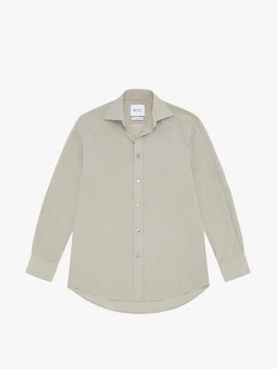 With Nothing Underneath The silk crepe de chine sage boyfriend shirt at Collagerie