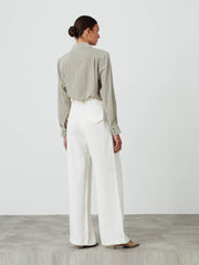 The silk crepe de chine sage boyfriend shirt Clothing With Nothing Underneath    - Collagerie
