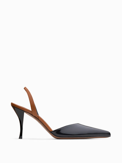 NEOUS Black and caramel Samaya slingback pumps at Collagerie