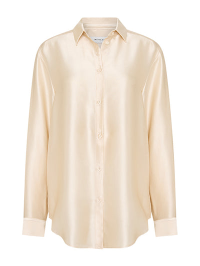 Matteau Ivory satin shirt at Collagerie