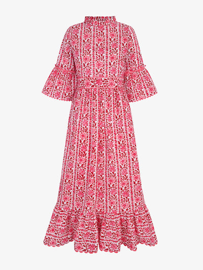 Pink City Prints Rosewood border Savannah dress at Collagerie