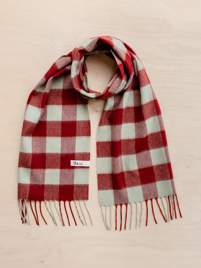 TBCo Lambswool scarf in red gingham at Collagerie