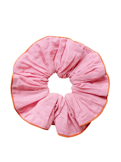 TBCo Pink cotton and linen oversized scrunchie at Collagerie