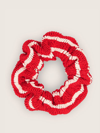 Hunza G Red and white stripe scrunchie at Collagerie